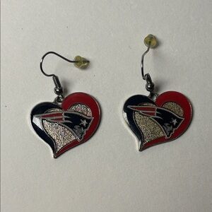 New England Patriots Heart-Shaped Team Logo Earrings